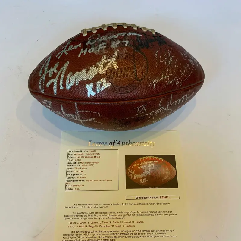 Rare Super Bowl MVP's Signed Wilson NFL Football 15 Sigs Joe Namath With JSA COA
