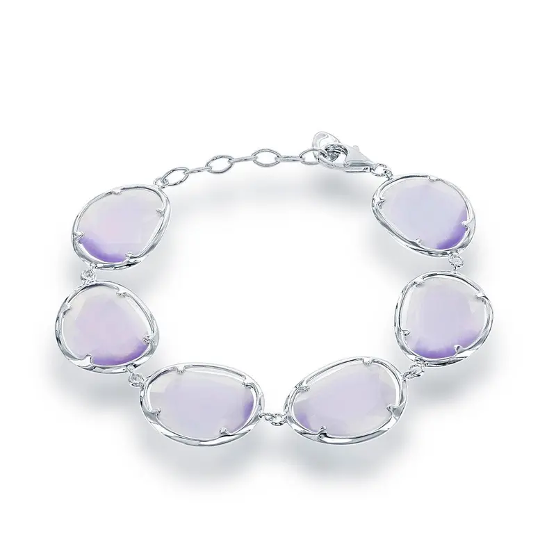 Sterling Silver Light Violet Cat?s Eye Bracelet