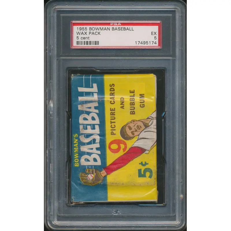 1955 Bowman Baseball Unopened 5 Cent Wax Pack PSA 5