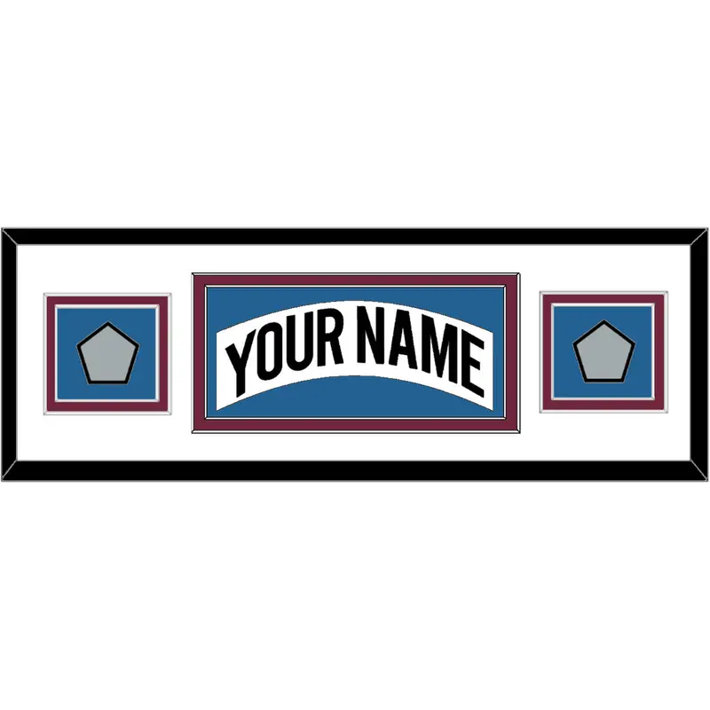 Colorado Nameplate & 2 Stanley Cup Finals Patches - Home White (1999-2001) - Double Mat 6