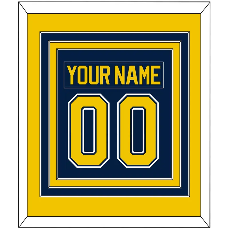 Michigan Hockey Nameplate & Number (Back) Combined - Road Blue (2021-2023) - Triple Mat 3