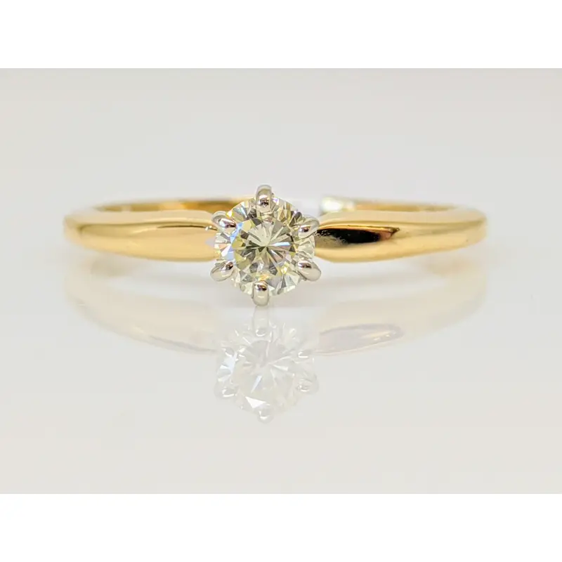 14K .29 CARAT TOTAL SI3 I DIAMOND ROUND SOLITAIRE ESTATE RING 2.1 GRAMS