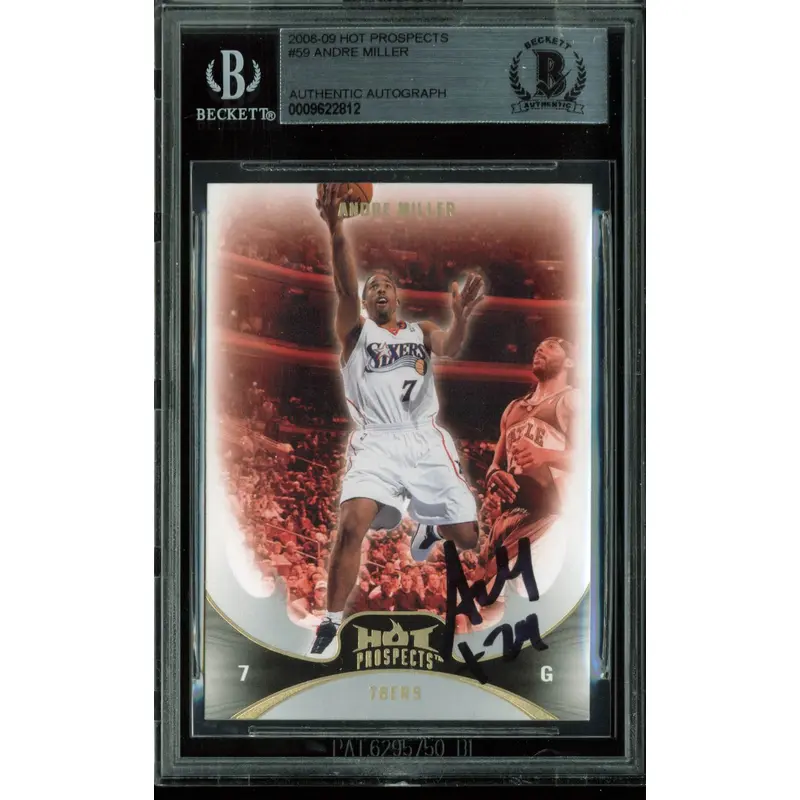 76ers Andre Miller Authentic Signed Card 2008 Hot Prospects #59 BAS Slabbed