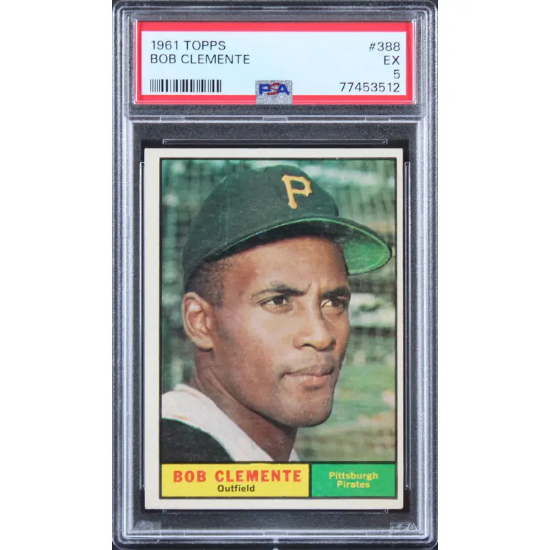 Pirates Roberto Clemente 1961 Topps #388 Card Card Graded EX-5 PSA Slabbed