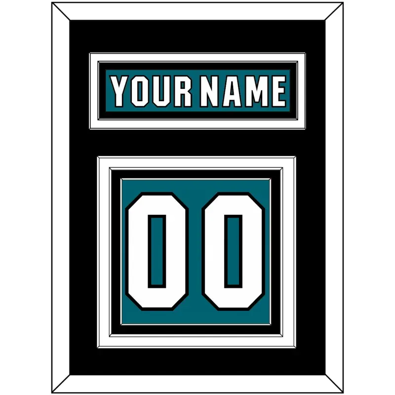 San Jose Nameplate & Number (Back) - Home Teal (2017-2022) - Triple Mat 5