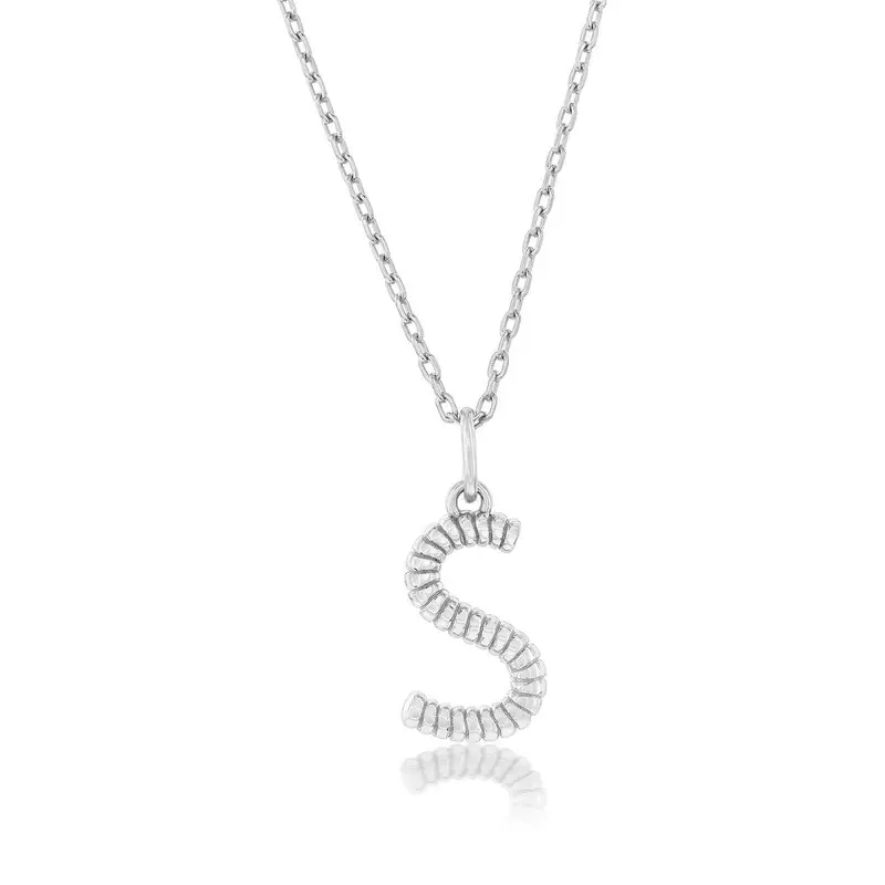 Sterling Silver, Rigid Design 'S' Initial Necklace
