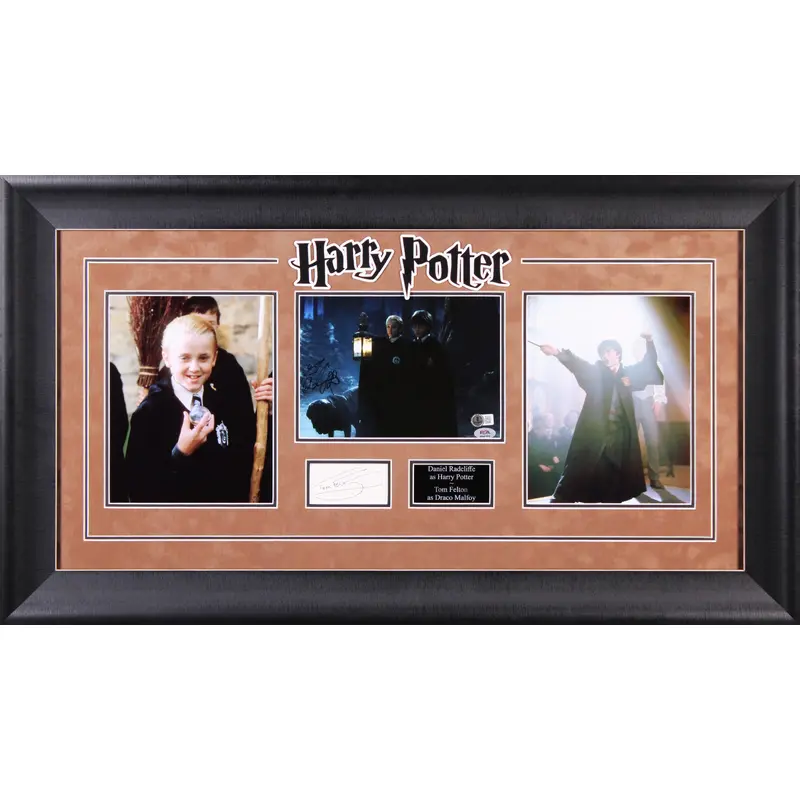 Daniel Radcliffe & Tom Felton Harry Potter Authentic Signed Framed Display BAS