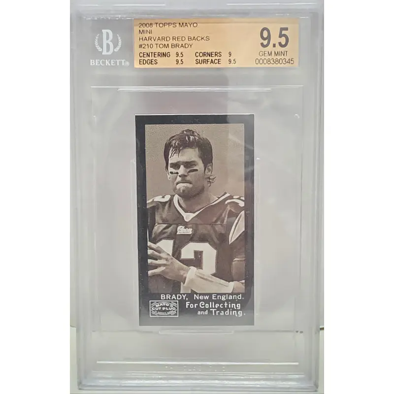 Tom Brady 2008 Topps Mayo Harvard Mini Red Back #4/25 BGS 9.5 Gem Mint