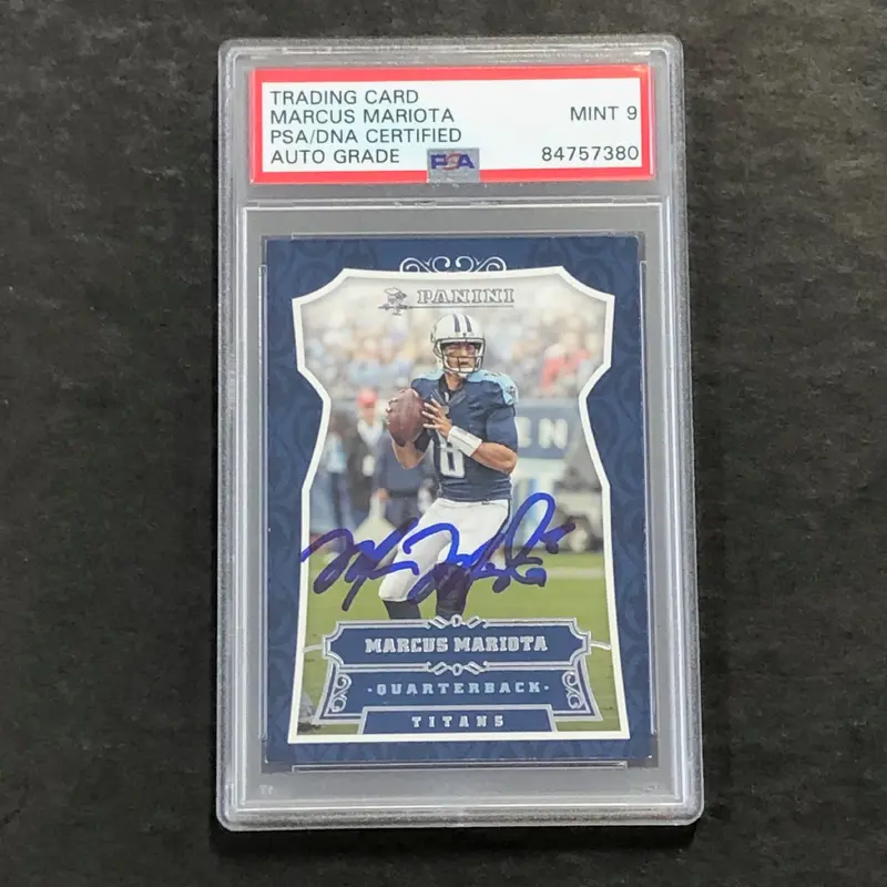 2016 Panini #83 Marcus Mariota Signed Card PSA Mint 9 Slabbed Titans