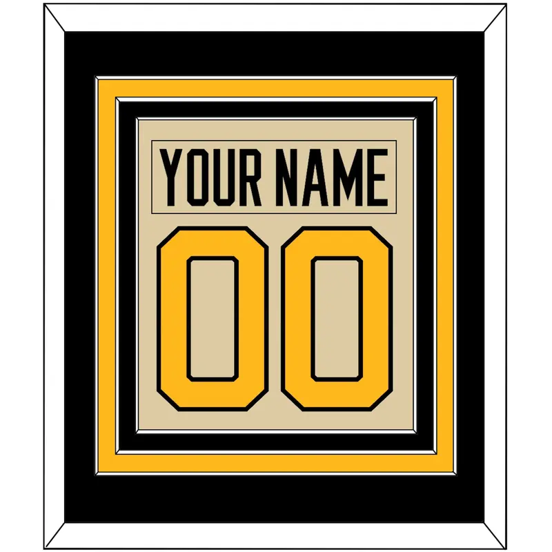 Pittsburgh Nameplate & Number (Back) Combined - 2023 Winter Classic Tan - Triple Mat 3