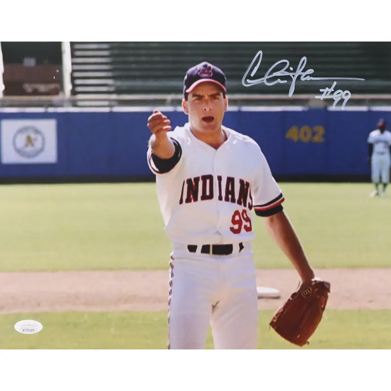 Charlie Sheen Signed "Major League" 11x14 Framed Photo Inscribed "#99" (JSA)