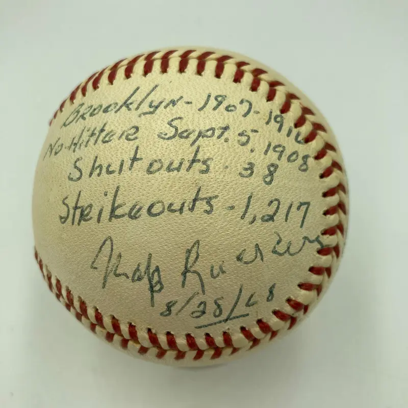Nap Rucker Single Signed Heavily Inscribed STAT Baseball No Hitter JSA COA