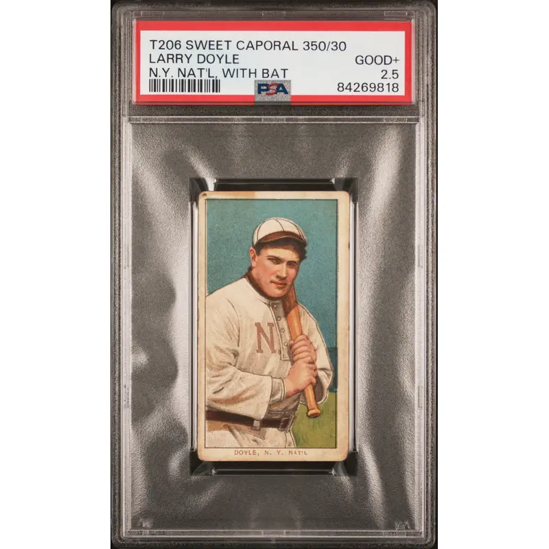 Larry Doyle 1909-11 T206 Sweet Caporal 350/30 N.Y. Nat'L, With Bat PSA 2.5 Good+
