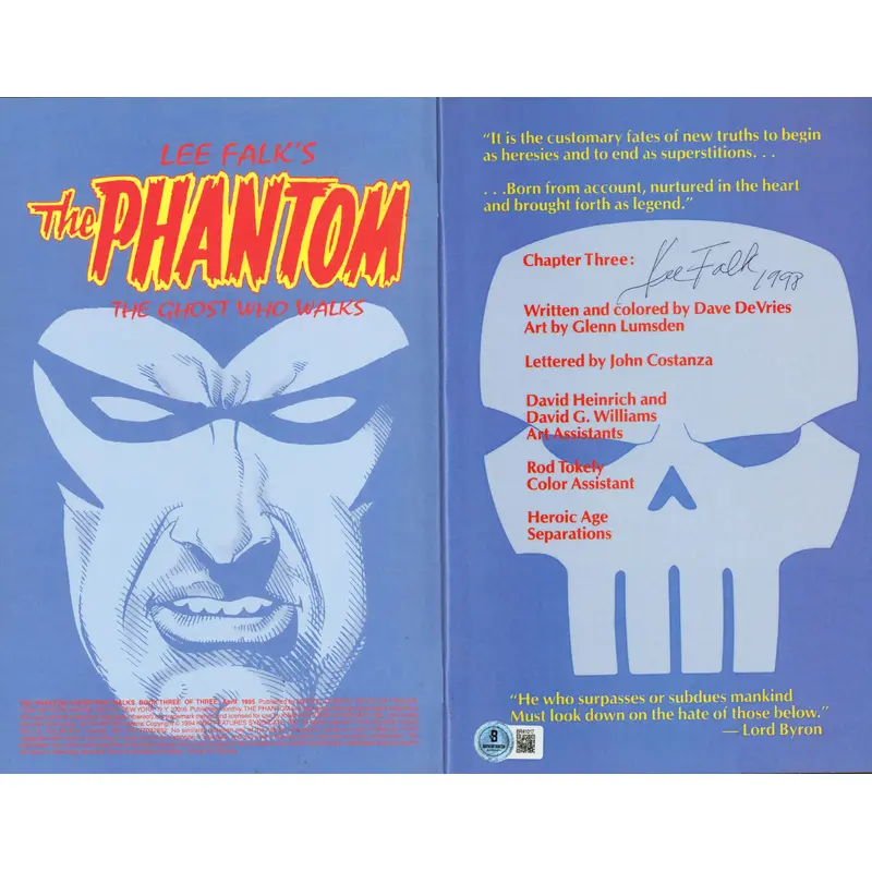 Lee Falk The Phantom 1998 Authentic Signed April 3 Comic Autographed BAS#BS41017