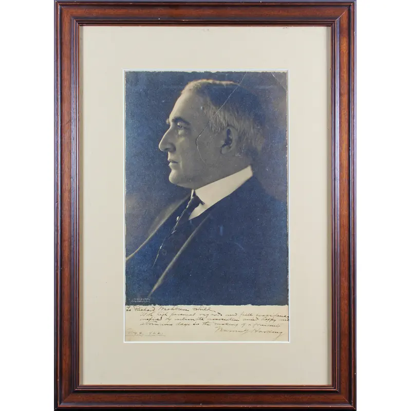 Warren G. Harding Authentic Signed Framed 9x15 Photo Autographed BAS #AB14613