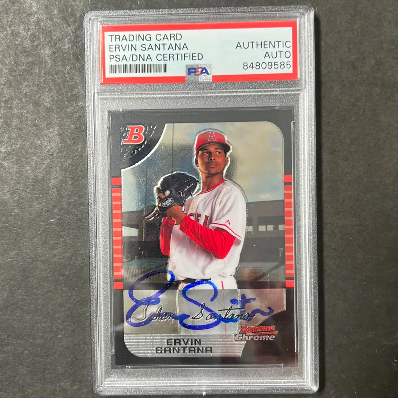 2004 Topps Bowman Chrome #BDP15 Ervin Santana Signed Card AUTO PSA/DNA Slabbed Angels