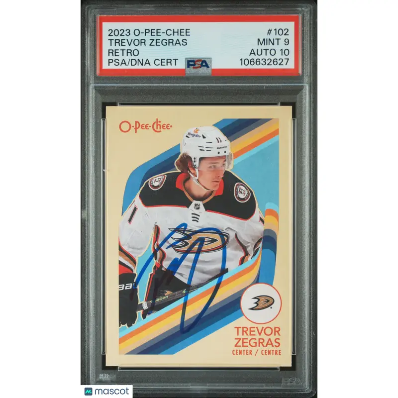 2023 Upper Deck O-Pee-Chee #102 Trevor Zegras Retro signed card PSA 9 Auto 10