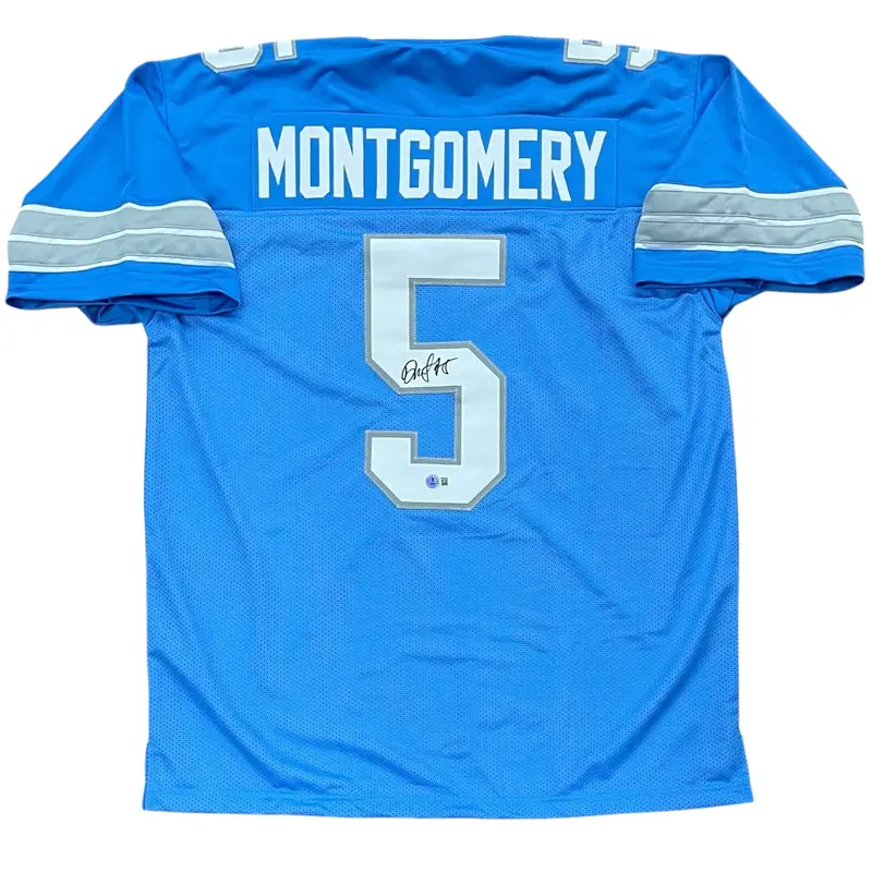 David Montgomery Autographed Detroit (Blue #5) Custom Jersey - Beckett