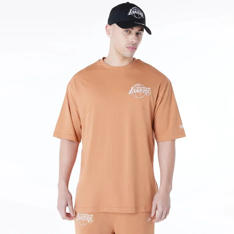 LA Lakers NBA League Essential Dark Beige Oversized T-Shirt