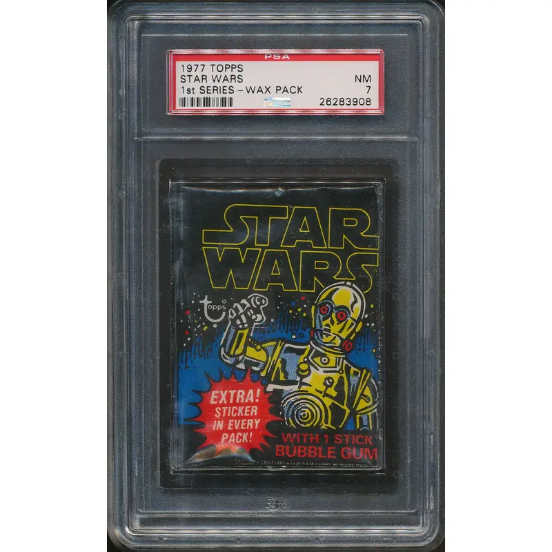1977 Topps Star Wars Series 1 Unopened Wax Pack PSA 7