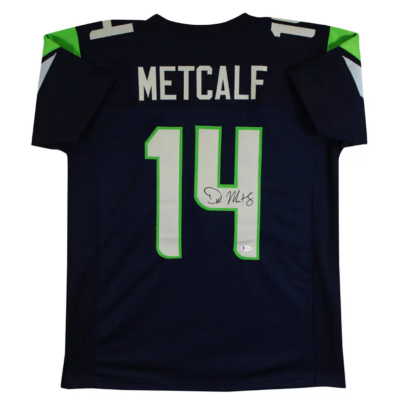 D.K. Metcalf Authentic Signed Navy Blue Pro Style Jersey BAS Witnessed #WF06447
