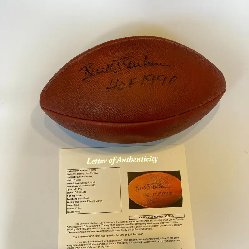 Buck Buchanan HOF 1990 Signed NFL Game Football JSA COA Kansas City Chiefs