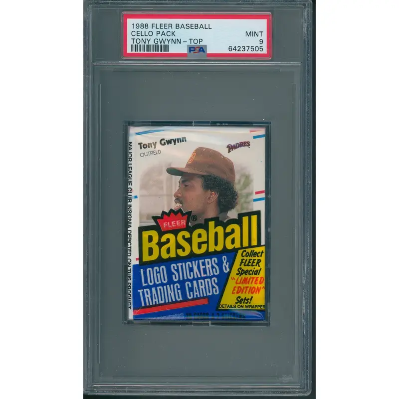 1988 Fleer Baseball Unopened Cello Pack PSA 9 Tony Gwynn Top *7505