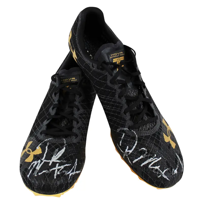 Seahawks DK Metcalf Personally Owned & Signed Under Armour Track Shoes BAS Wit