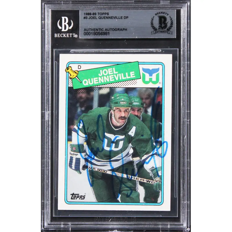Whalers Joel Quenneville Authentic Signed 1988 Topps #3 Card BAS Slabbed