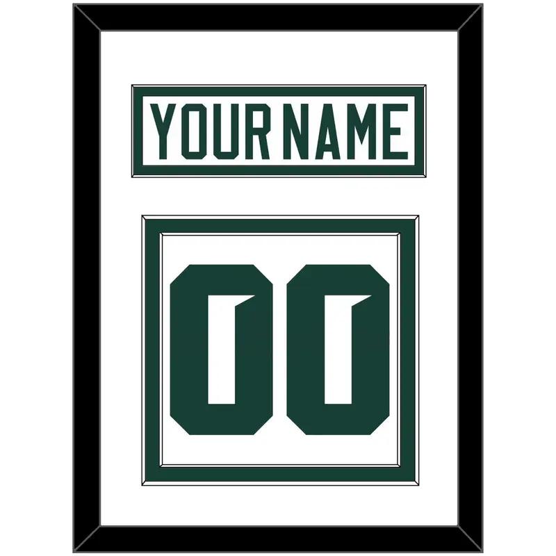 Michigan State Hockey Nameplate & Number (Back) - Home White (2017-2019) - Double Mat 1