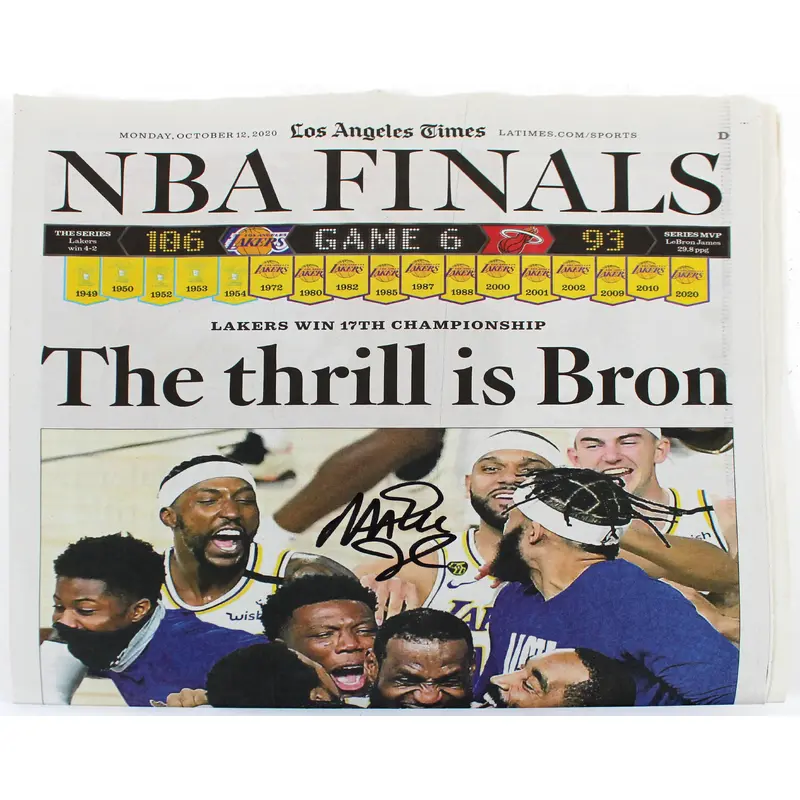 Lakers Magic Johnson Signed LA Times 2020 Champions Edition Newspaper Insert BAS