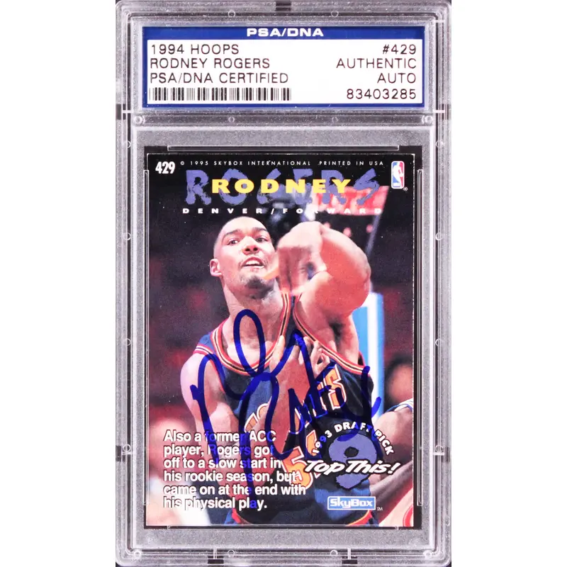 Nuggets Rodney Rogers Authentic Signed 1994 Hoops #429 Card PSA/DNA Slabbed