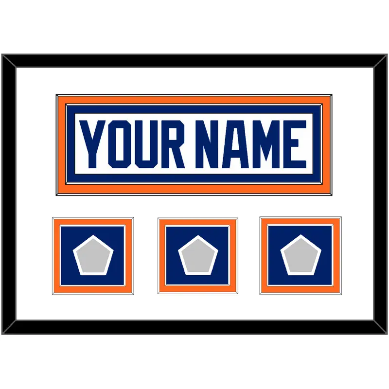 Edmonton Nameplate & 3 Stanley Cup Champions Patches - Home White (1981-1994) - Double Mat 2