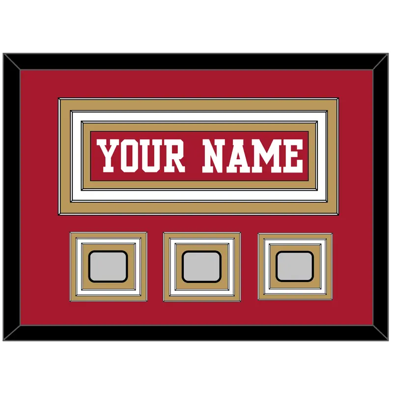 San Francisco Nameplate & 3 Super Bowl Patches - Home Red - Triple Mat 2