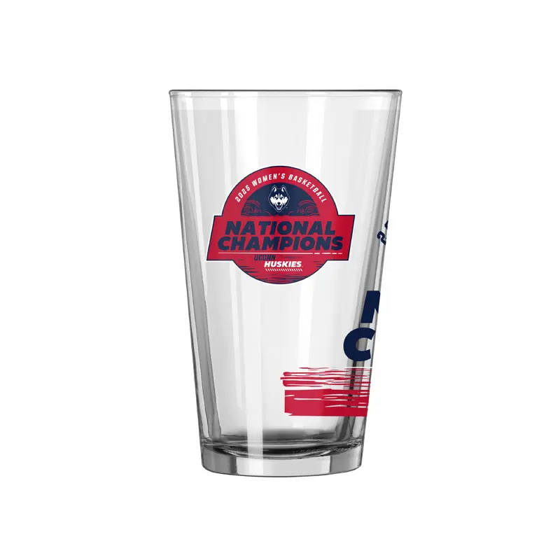 UCONN 2025 Womens Basketball Champions 16oz Pattern Pint Glass