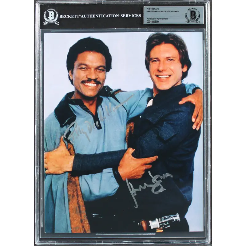 Harrison Ford & Billy Dee Williams Star Wars Signed 8x10 Photo BAS Slabbed