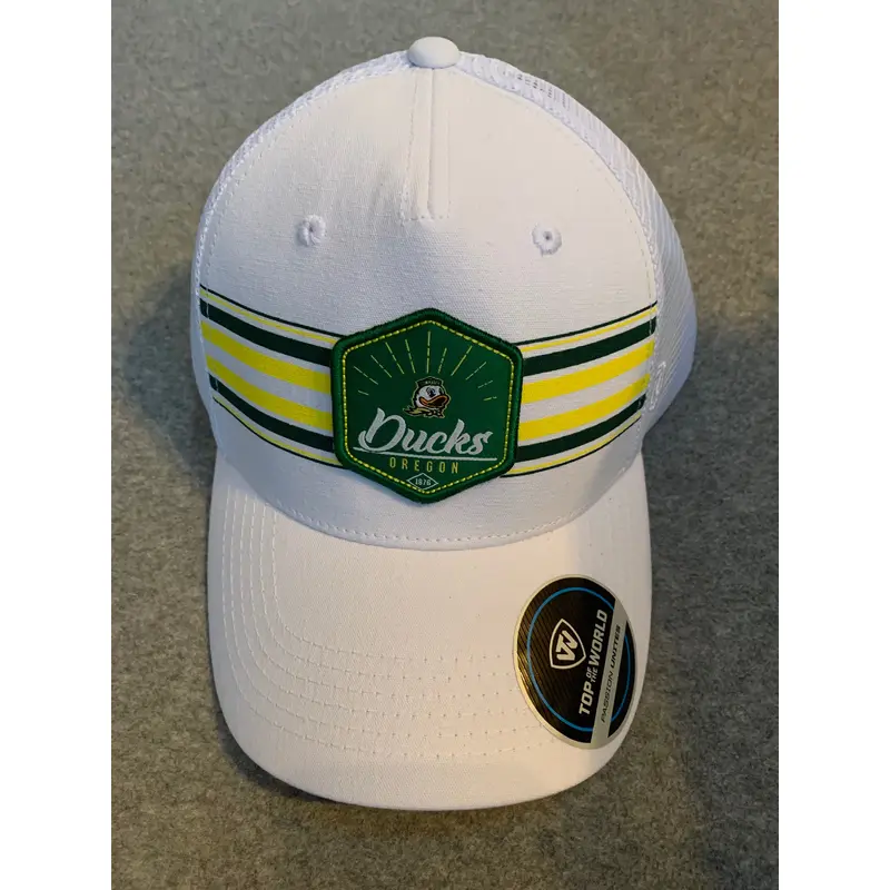 White Adjustable Hexagon Oregon Ducks Patch Hat