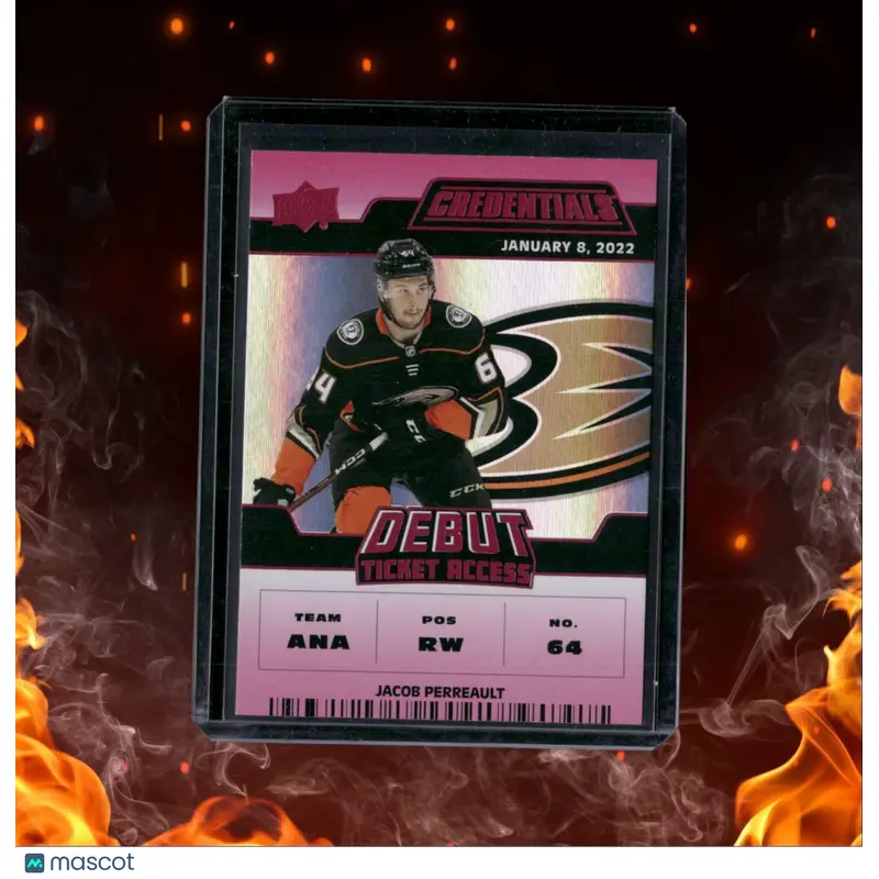 2022-23 Upper Deck Credentials Jacob Perreault Horizontal Debut Ticket Pink