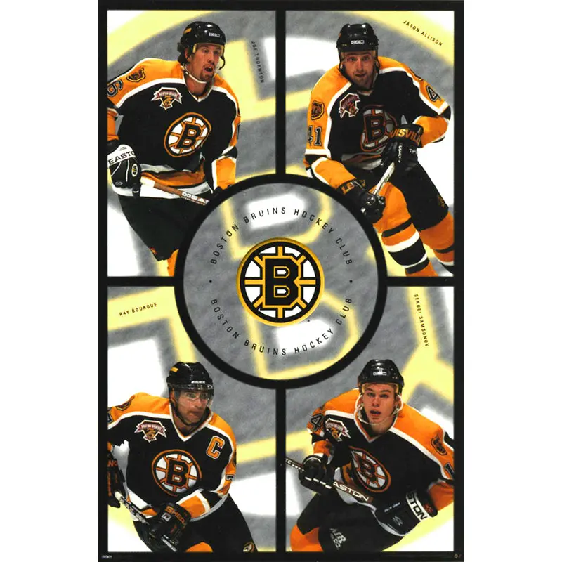 Boston Bruins "Center Ice" Poster (Bourque, Thornton, Allison, Samsonov) - Costacos 1998