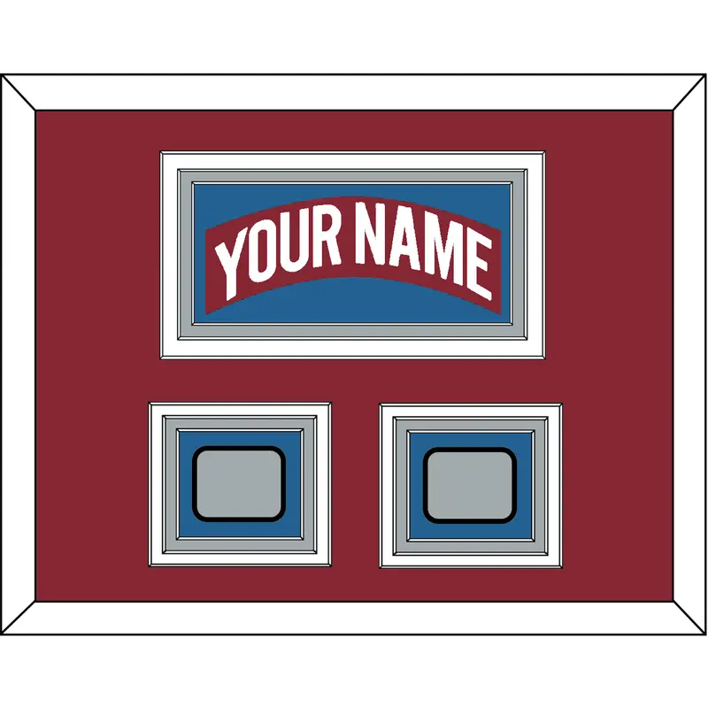Colorado Nameplate & 2 Stanley Cup Finals Patches - Road Burgundy (1995-1996) - Triple Mat 2