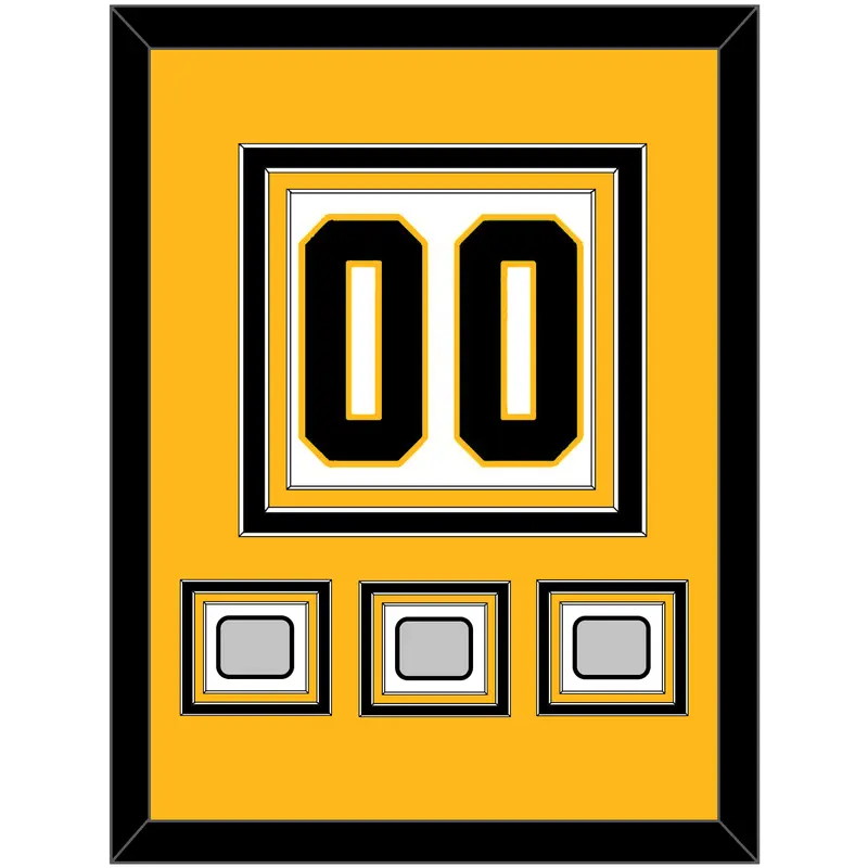 Pittsburgh Number (Back) & 3 Stanley Cup Finals Patches - Road White - Triple Mat 3