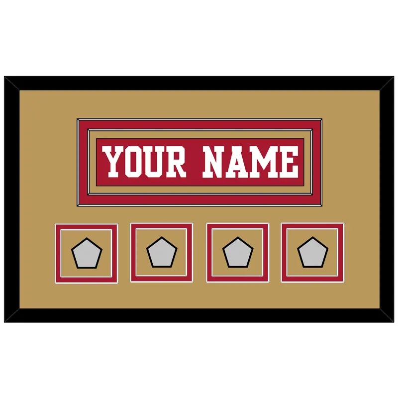 San Francisco Nameplate & 4 Super Bowl Patches - Home Red - Double Mat 7