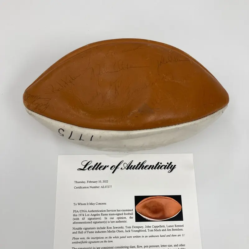 1974 Los Angeles Rams Team Signed Football 45 Sigs PSA DNA COA