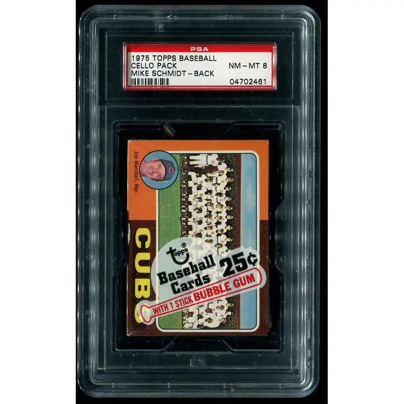 1975 Topps Baseball Unopened Cello Pack PSA 8