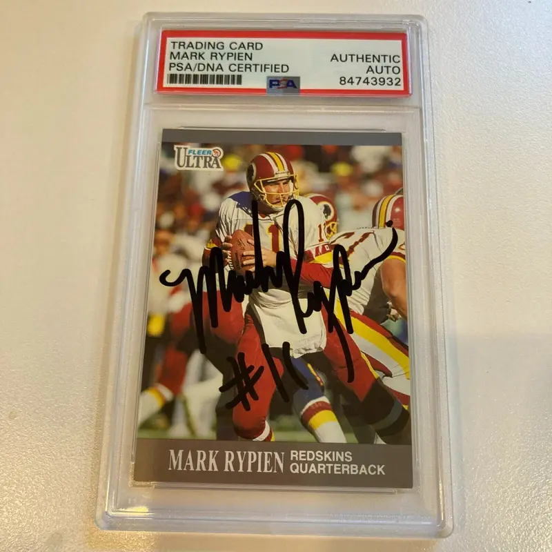 1991 Fleer Mark Rypien Signed Football Card Auto PSA DNA