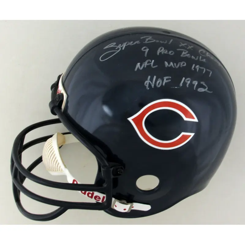 Walter Payton Signed Heavily Inscribed Chicago Bears Career STAT Helmet PSA DNA