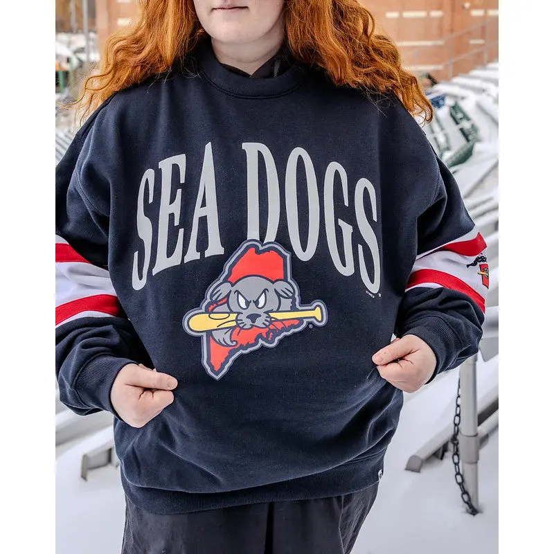 Portland Sea Dogs 47 Brand Steadfast Sleeve Paneled Crewneck