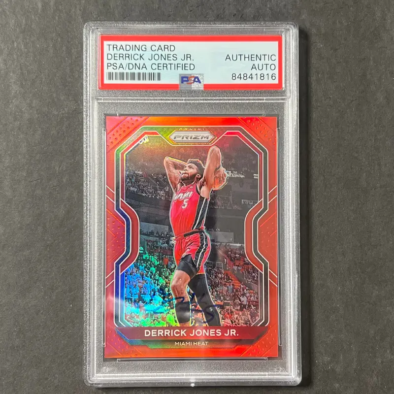 2020-21 Panini Prizm #55 Derrick Jones Jr. Signed Card AUTO PSA Heat