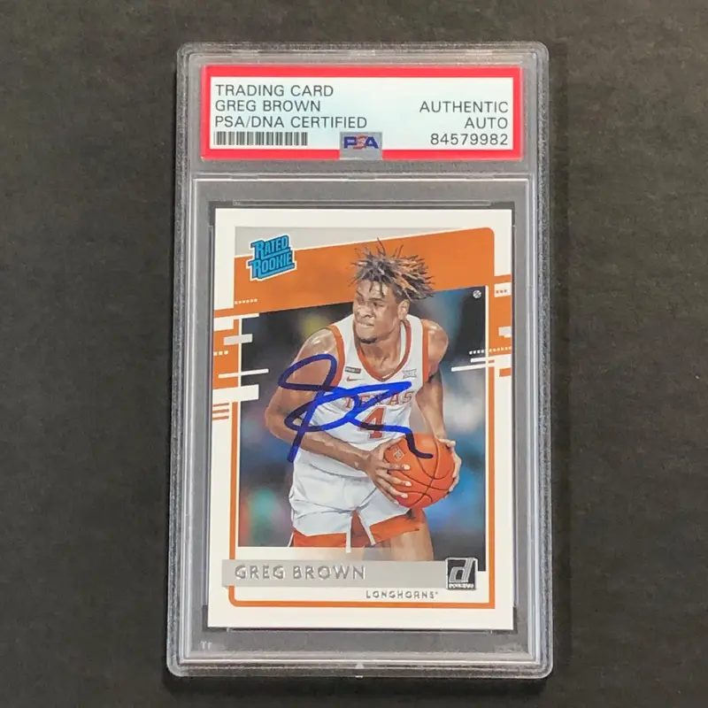 2021 DONRUSS RATED ROOKIE #39 Greg Brown Signed AUTO PSA Slabbed Texas
