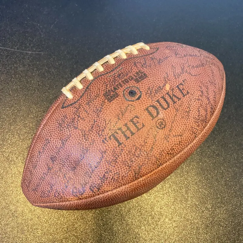 1960's Cleveland Browns Team Signed Game Used The Duke Football With Jim Brown